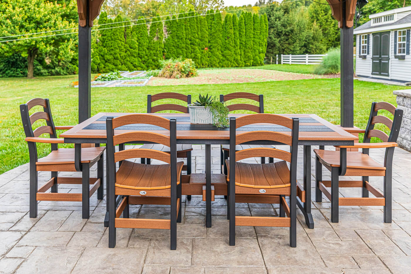 Seabreak Outdoor Poly Dining Set Black/Mahogany