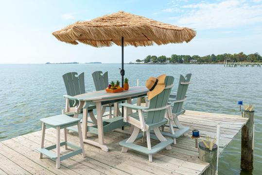 outdoor poly furniture on dock at the bay