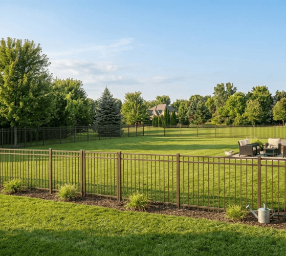 Bronze Aluminum Fence Installed in Backyard