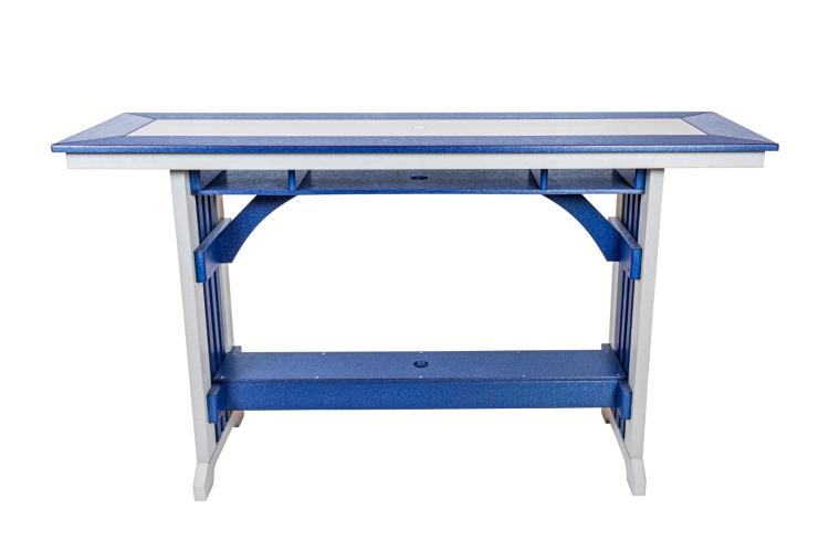 Seabreak 72" Mission Rail Poly Table Blue and White