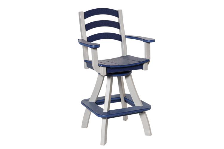 Seabreak Outdoor Poly Swivel Chair Blue and White