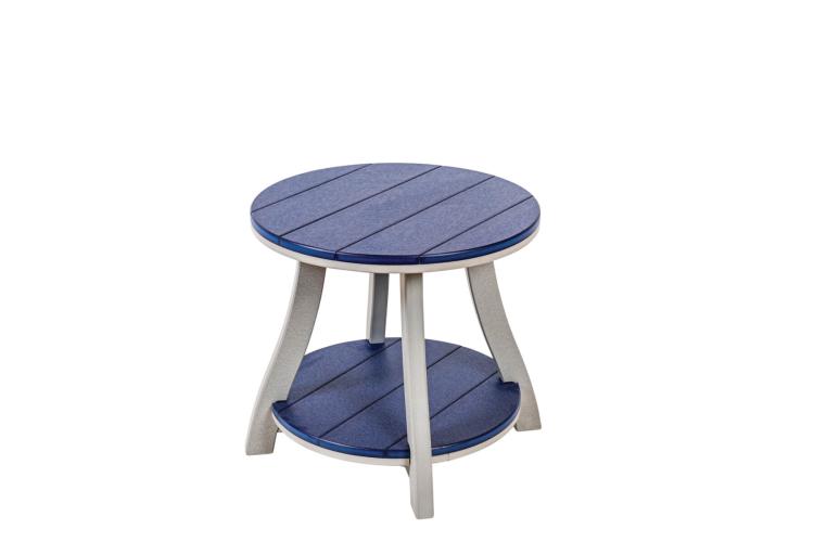 Serenity 22" Round End Table Blue & Whitev
