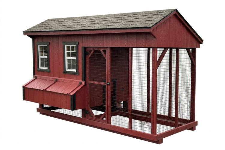CQ512-R Chicken Coop For Sale - Red w/ Black Trim