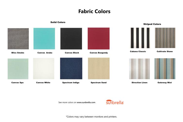 Beaver Dam Cushion Colors